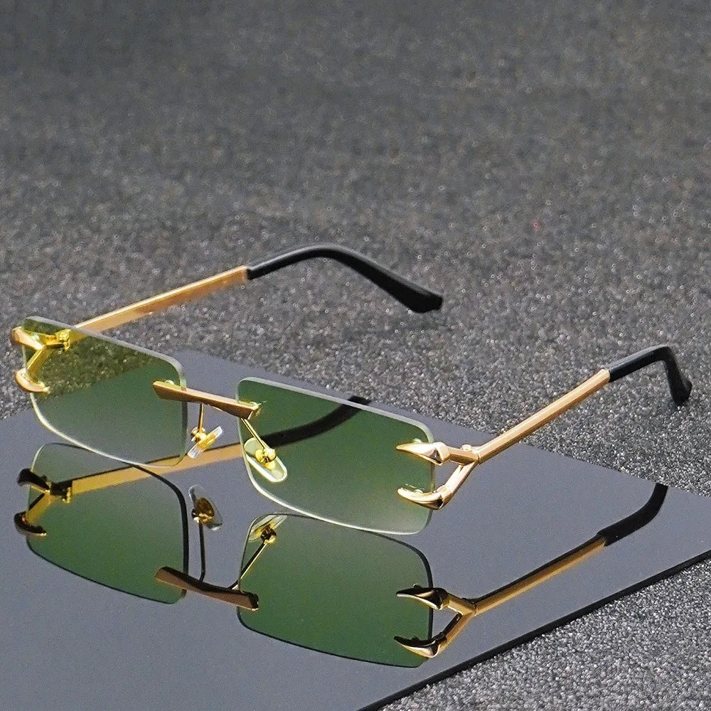 Men's and Women's Casual Square Frameless Metal Fashion Glasses Are Suitable for Both Casual and Formal Occasions