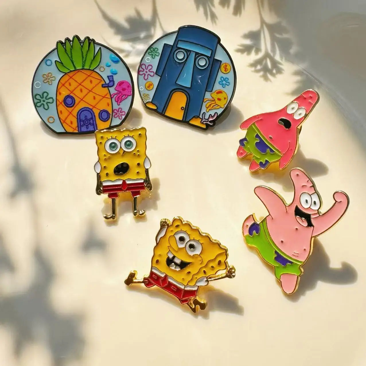 6pcs Anime Cute Enamel Pins Set Captain Eugene H. Armor Abs Krabs Star Brooch Badge for Backpack Collar Lapel - Cute Jewelry