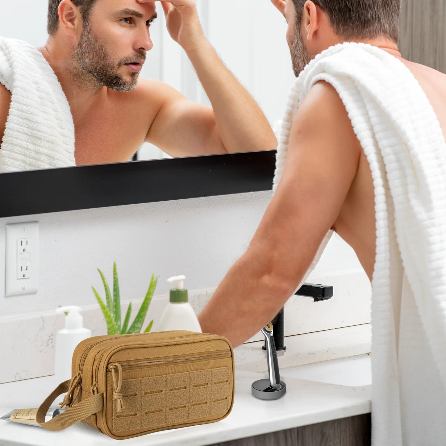 Tactical Toiletry Bag, Molle Pouches, Women Men Shaving Kit Travel shower Bag