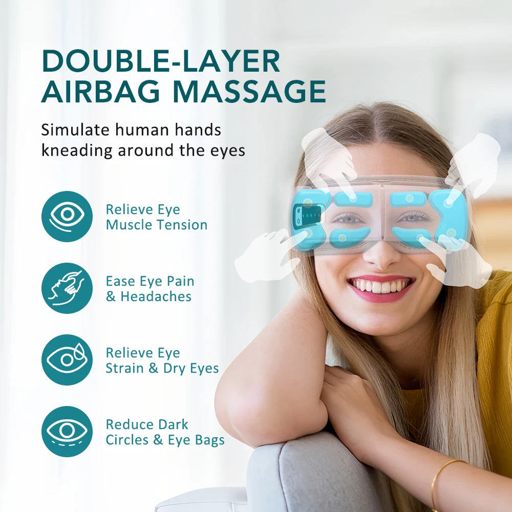 Smart Eye Massager Air Pressure Hot Compress Vibration Massage Glasses Foldable Bluetooth Music Eyes Massage USB Rechargeable