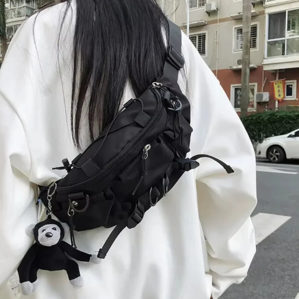 2026 Techwear Style Punk Hip Hop Single Shoulder Crossbody Bag Men Women Street Vintage Chest Bag Casual Sport Fanny Pack Сумка