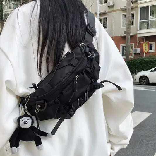 2026 Techwear Style Punk Hip Hop Single Shoulder Crossbody Bag Men Women Street Vintage Chest Bag Casual Sport Fanny Pack Сумка
