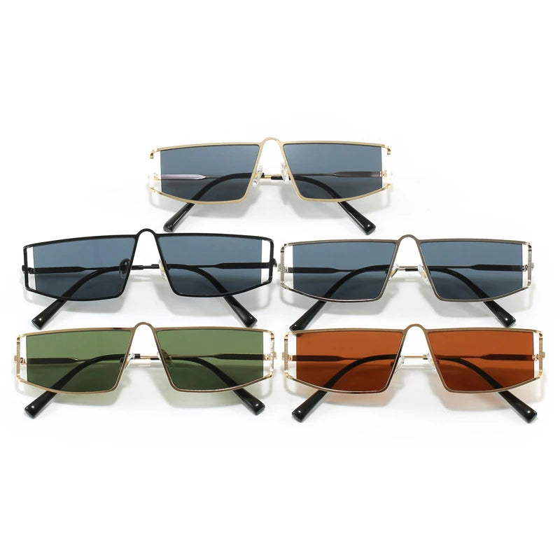 JNPCXI New Vintage Hollow Sunglasses Women Luxury Metal Frame Sun Glasses Rectangle Driving Eyeglasses Eyewear Men