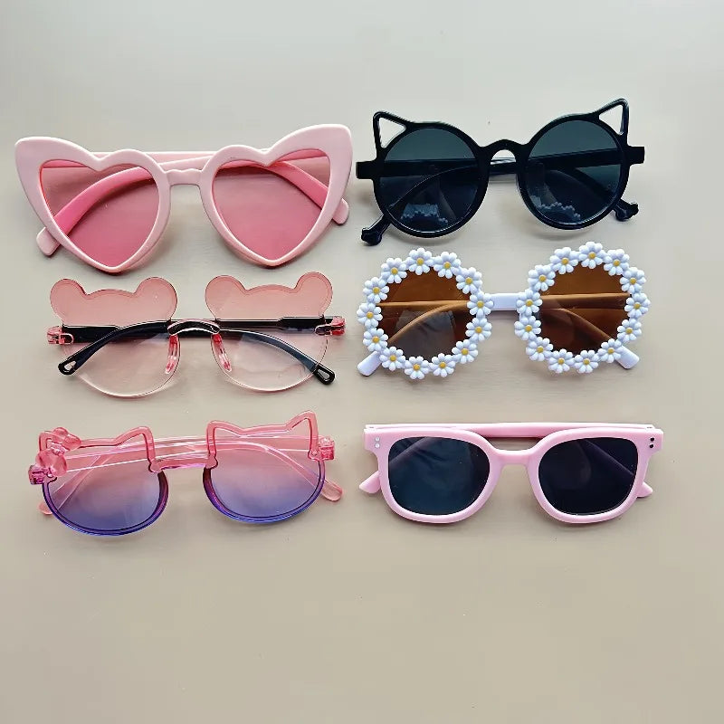 6 Pairs of Round Heart-shaped Unisex Cute Glasses Party and Dance Trendy Decorative Glasses A Great Gift