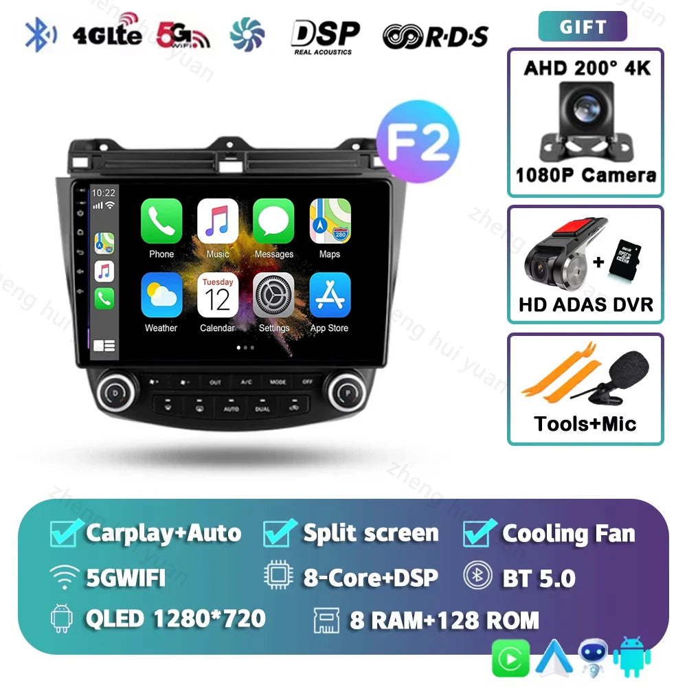 Android 14 For Honda Accord 7 2002 - 2008 CarPlay Auto 360 Camera Car Radio Multimedia Video Player GPS stereo Head Unit 4G WIFI
