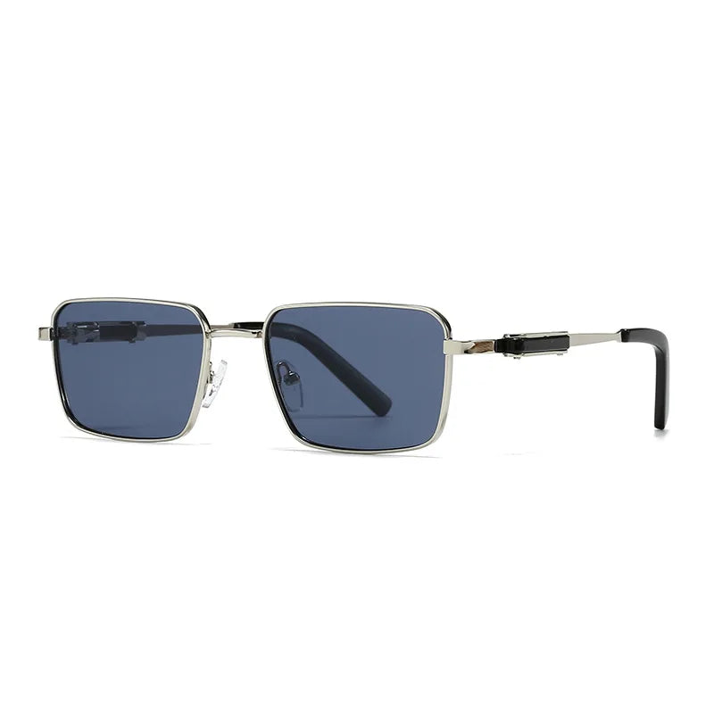 JNPCXI Polarized Rectangle Punk Sunglasses Men Luxury Brand Retro Sun Glasses for Male Steampunk Driving Eyewear UV400