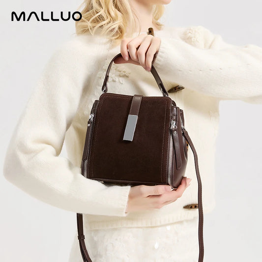 NEW Winter Women's Vintage Natural suede Leather Shoulder Bags Ladies Luxury Designer Cowhide Handbags Female Crossbody Bag
