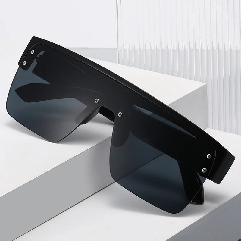 JNPCXI Fashion Square Semi-Rimless Sunglasses Women Vintage Gradient Mirror Shades UV400 Men Trending Sun Glasses