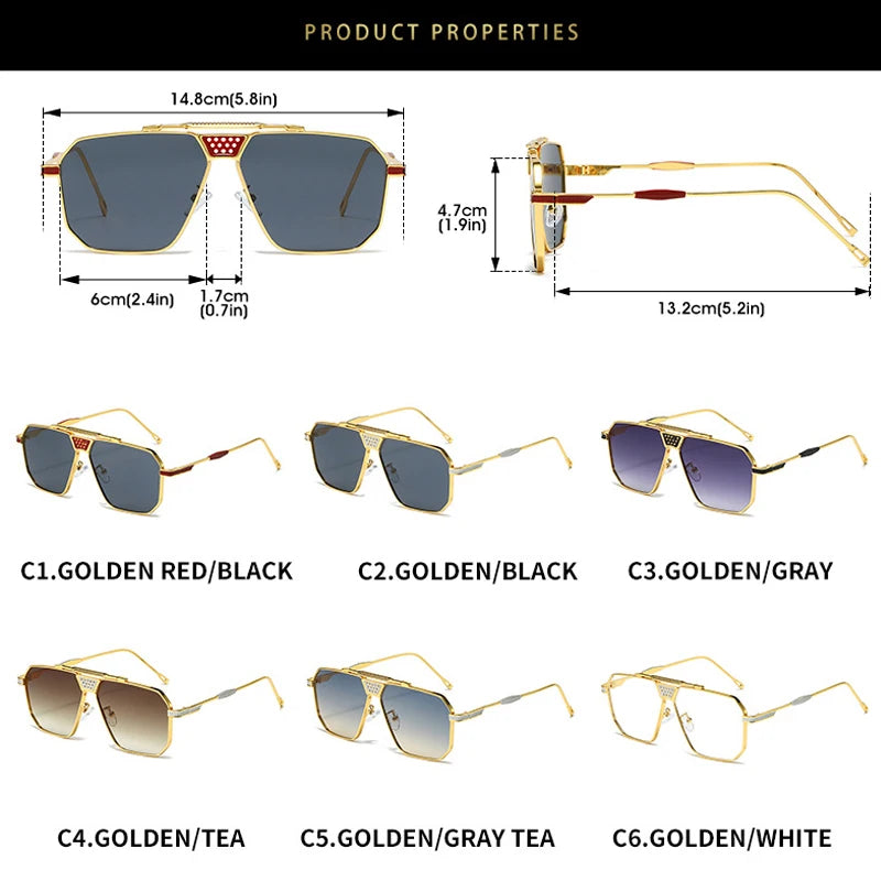 JNPCXI Retro Quality Metal Square Women Luxury Sunglasses Shades UV400 Fashion Gradient Men Sun Glasses