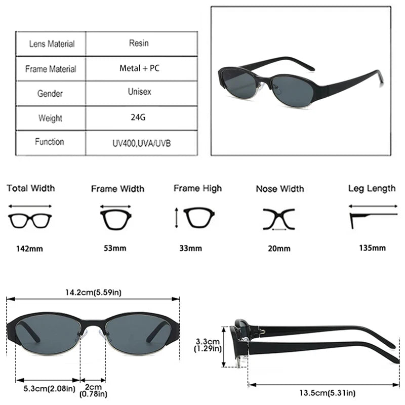 JNPCXI New Ins Popular Fashion Oval Sunglasses Women Retro Punk Shades UV400