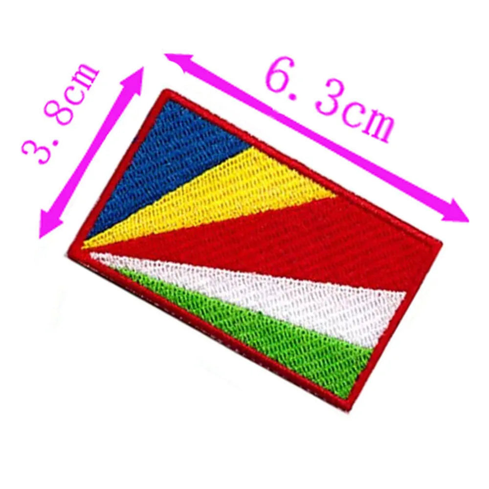 1pc Seychelles Country Flag Embroidery Patch 6.3cm Wide Iron On Sew On Backing/Hand Craft/Applique/Hot Cut