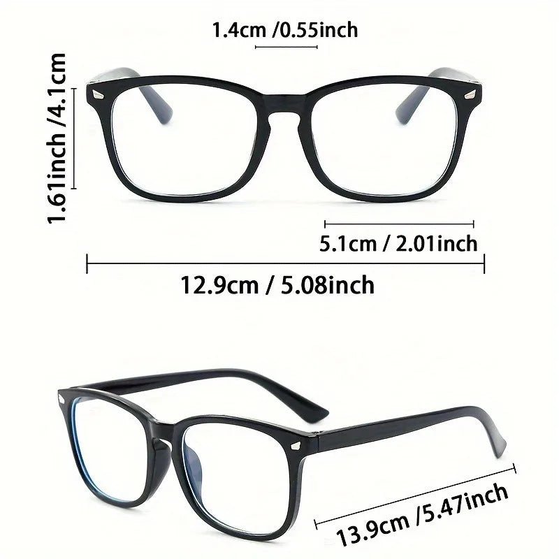 1pc Square Rivet Fashion Anti Blue Light Glasses for Daily Commute, Fashion Glasses|Riveted Frame Design|Lightweight Eyewear