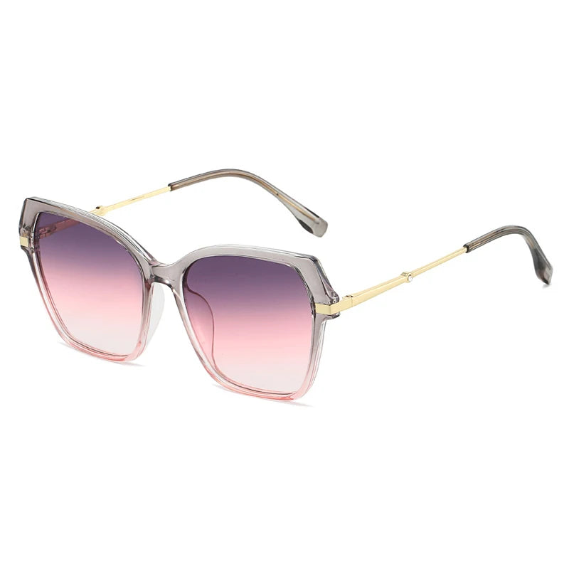 JNPCXI New Polygon Square Double Color Sunglasses Women Fashion Gradient Shades Men Eyeglass Frame
