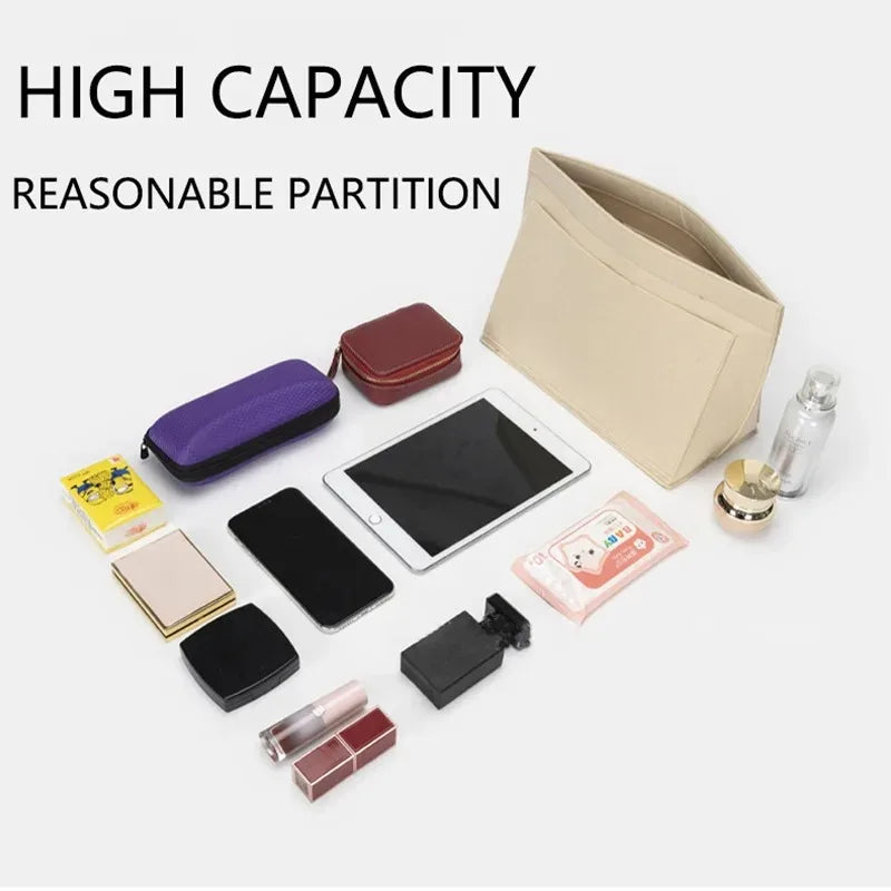 1Pc Felt Insert Bag Fits For Longchamp Handbag Liner Bag Felt Cloth Makeup Bag Support Travel Portable Insert Purse Organizer