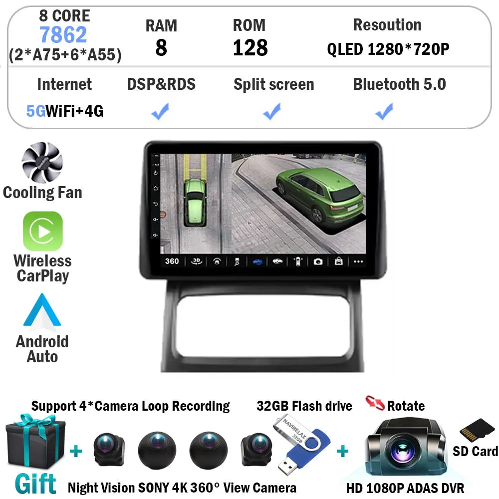 Android 15 Car Radio Carplay For Renault Clio 2 BB CB 2001 - 2012 Navigation GPS Android Auto Screen Stereo 5G Wifi BT DSP