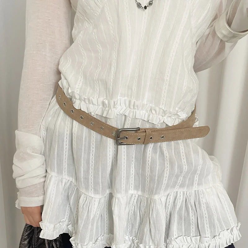 Retro Simple Hollow Out Belt For Women Matte Casual Hot Girl Style With Half Skirt Versatile Fashion Personal Belt