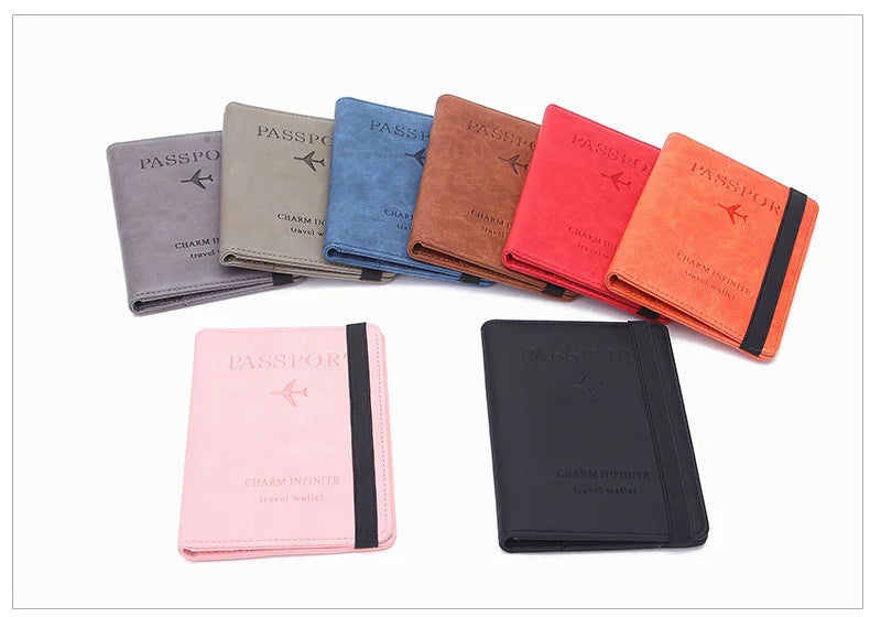 Women Men Travel Passport Holdr Cover Case RFID PU Leather Card ID Secure Wallet