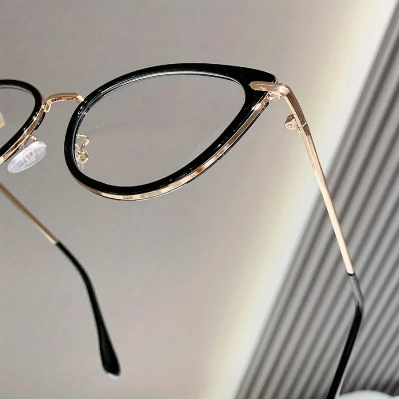 2pcs Set of New Cat-Eye Metal Frame Reading Glasses for Men and Women Suitable for Daily Office Use