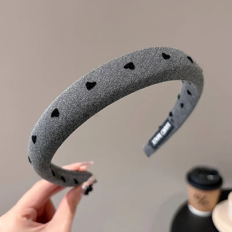 Black and Gray Simple Sponge Headband for Women Elegant Suitable for Daily Wear Including Washing Up Hair Band Fashion Girl