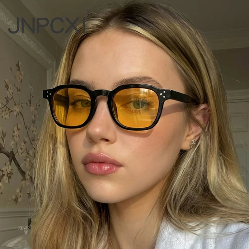 JNPCXI Fashion Square Sunglasses Women Men Vintage Trend Luxury Eyeglass Frame Male Female Glasses Frame UV400
