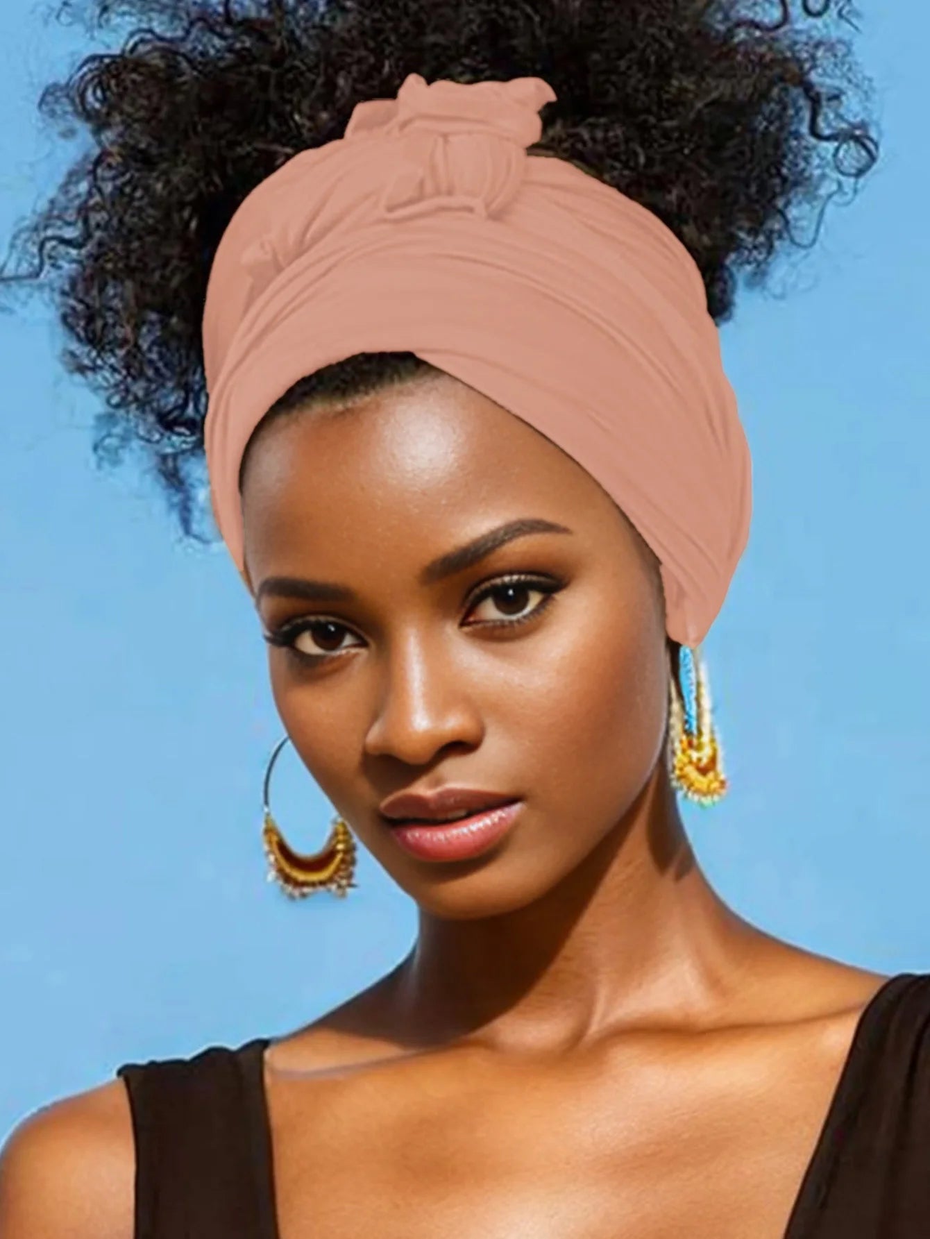 Extra Long stretch jersey turban african solid color super soft breathable headband