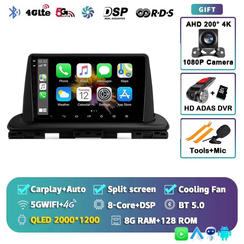 For Kia Forte Cerato 4 IV 2018 - 2021 Android 15 Carplay Auto Car Radio Multimedia Stereo Video Player GPS Navigation WIFI 4G BT