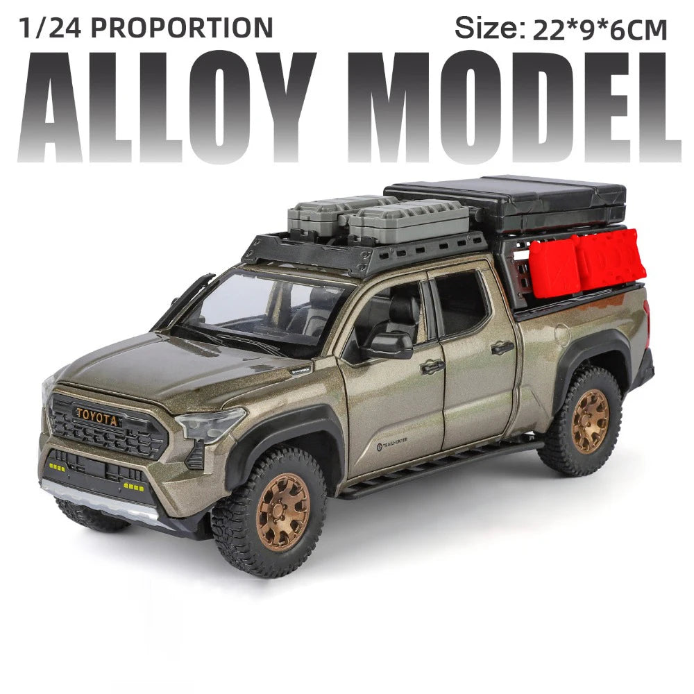 1:24 Tacoma Alloy Diecast Model Toys Cars Sound Light Pull Back Doors Opened Miniature Off-road Vehicles Decorations for Friends