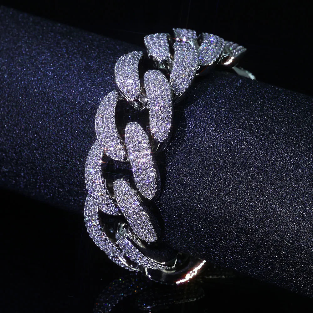 Men's Bling Zircon Cuban Link Chain Iced out, 20mm Width Bubble Cuban Necklace