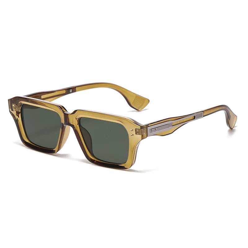 JNPCXI New Retro Square Sunglasses Women Gradient Leopard Shades UV400 Fashion Clear Lens Men Trending Rivets Frame