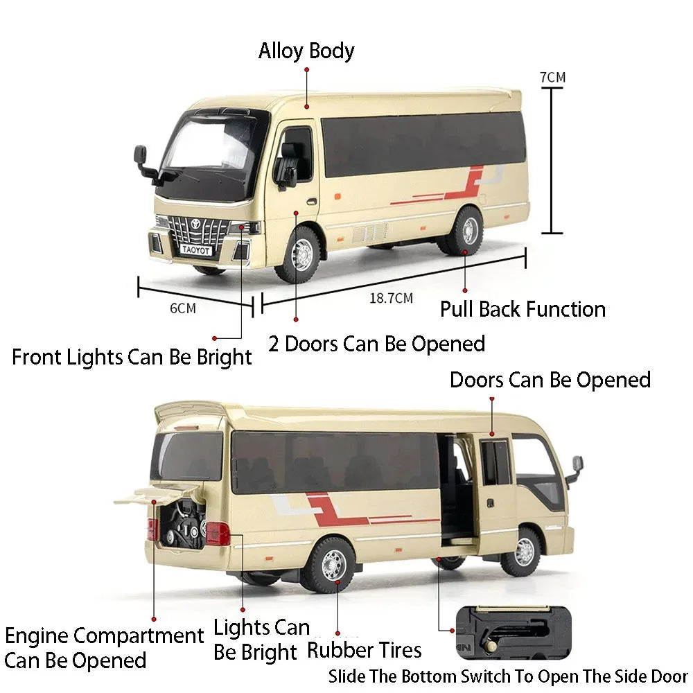 1:32 Sprinter Coaster Alloy Diecast Toys Cars Models Vehicles Pull Back with Sound Light Miniature Vehices Children's Ornaments