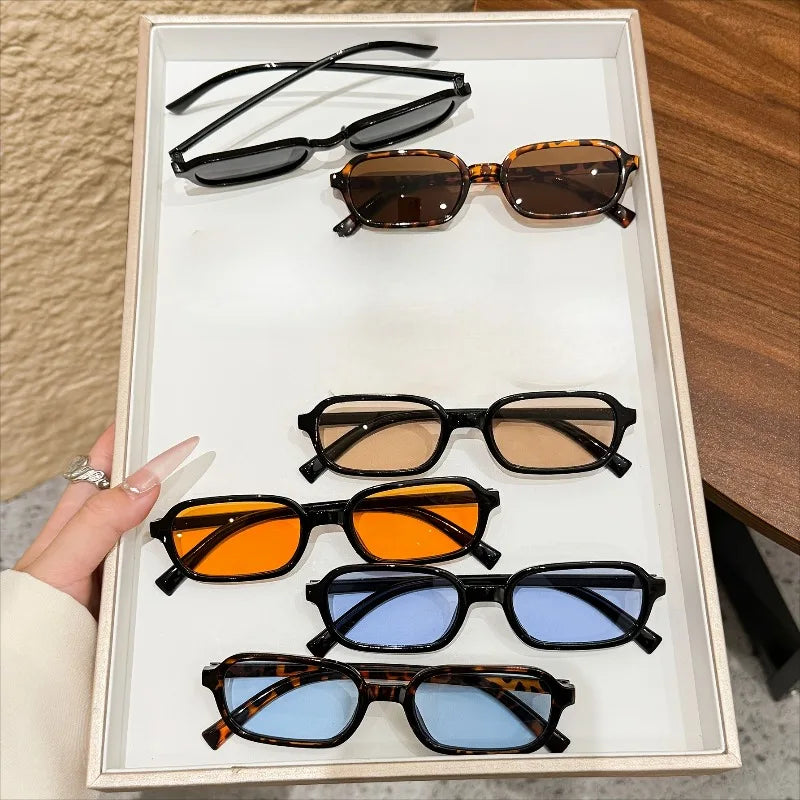 6PCS Women's Rectangular Frame Sunglasses Set with Simple and High Quality, Minimalist Style