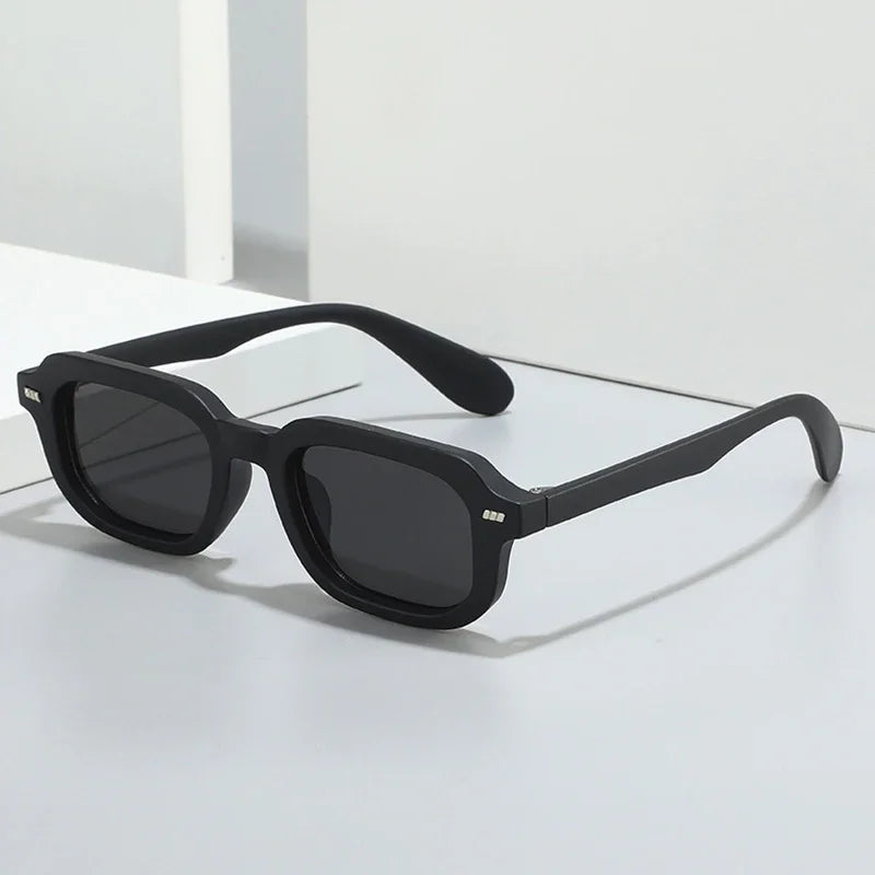 JNPCXI Fashion Small Square Women Sunglasses Retro Rivets Men Black Tea Shades UV400 Sun Glasses