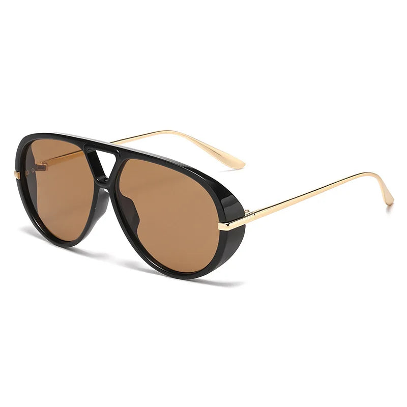 JNPCXI Fashion Double Bridges Pilot Women Oversized Sunglasses Retro Candy Color Green Gradient UV400 Men Punk Sun Glasses