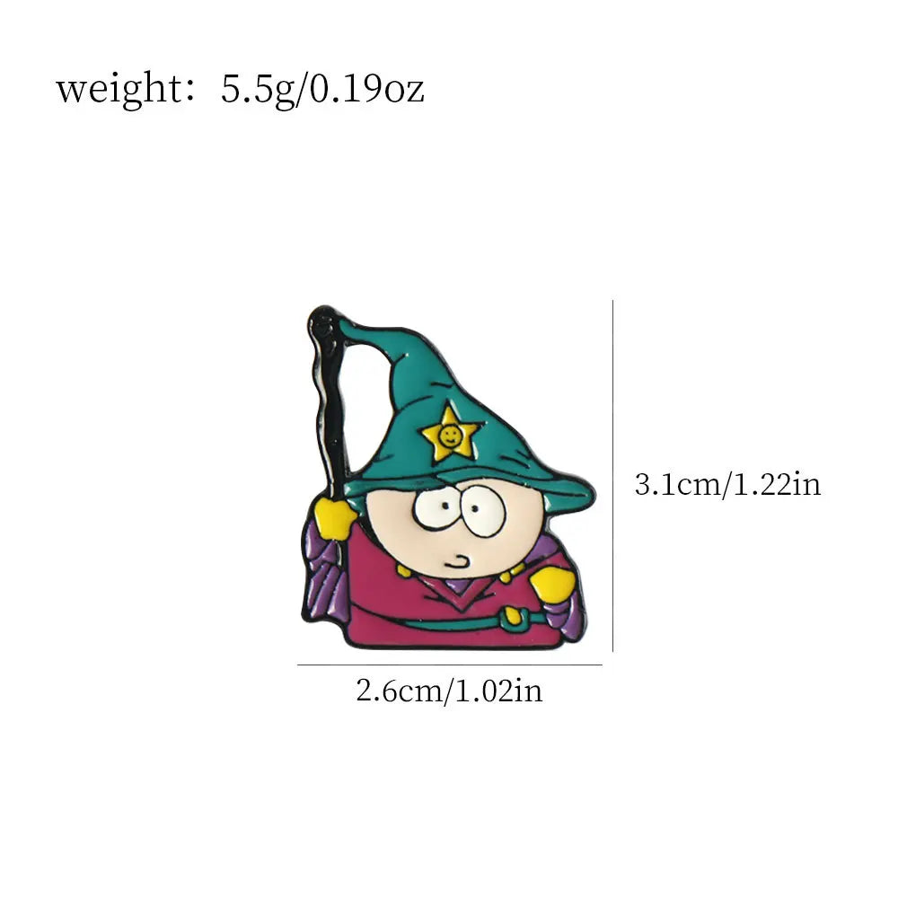 7Pcs/Set Cartoon TV Movie Cartman Figure Badges - Cute Lapel Pins for Backpacks