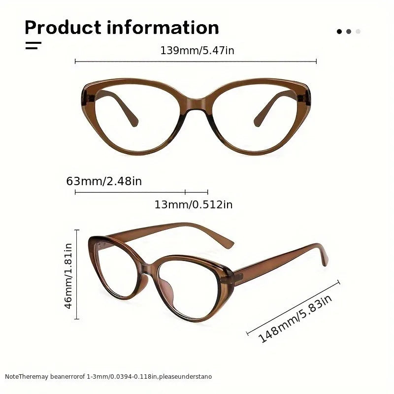 1-Pacs Retro Cat Eye Blue Light Blocking Glasses - Slim Skinny Frame with Advanced Anti-Blue Light Flat Lens