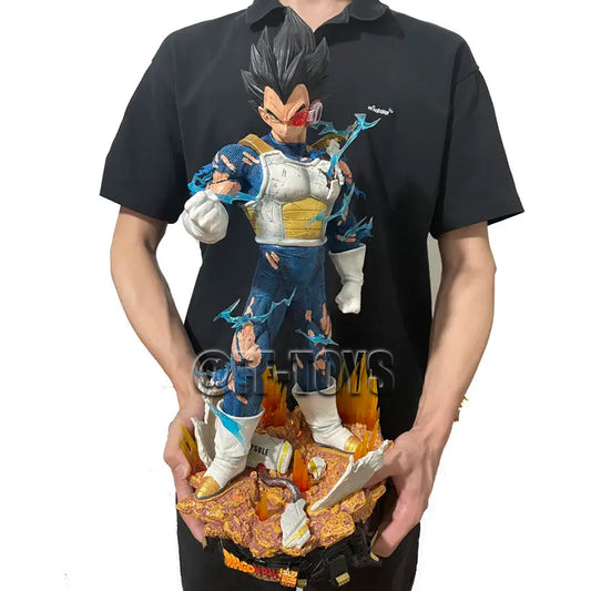 55CM Anime Dragon Ball Vegeta Figure Replaceable Head Vegeta Figurine PVC Action Figures GK Statue Collection Model Toys Gifts