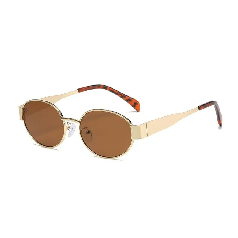 1 Pair of Elegant Women's Gold Rimmed Glasses Oval Frame Metal Hinges Suitable for Daily and Formal Occasions