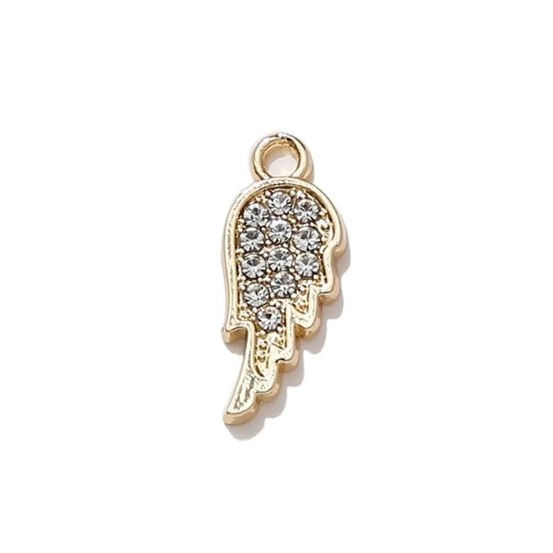 10Pcs Silver Plated Crystal Angel Wings Charm Pendant Jewelry Making Bracelet Necklace Earrings DIY Accessories