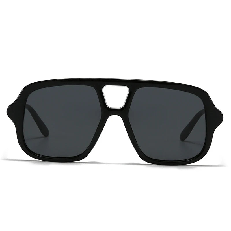 JNPCXI New Ins Popular Fashion Double Bridges Square Men Sunglasses Vintage Punk Yellow Shades UV400 Men Trending Sun Glasses