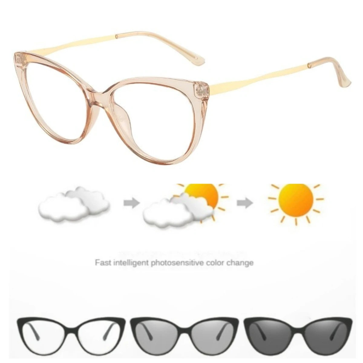 Women Photochromic Optical Glasses Men Anti Blue Light Cat Eye Eye Glasses Unisex Anti Radiation  Eyewear