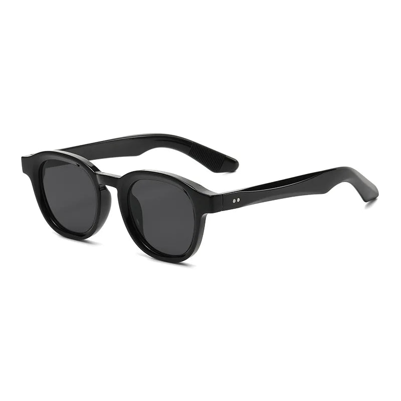 JNPCXI Retro Rivets Polarized Men Round Sunglasses Fashion Black Blue Trending Shades UV400 Women Clear Frame