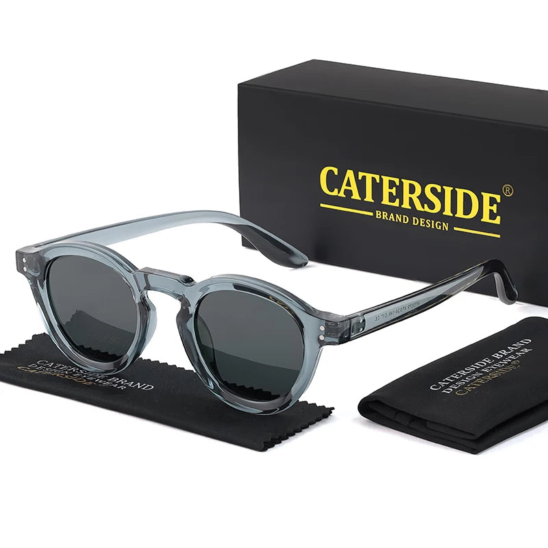 CATERSIDE Round Polarized Sunglasses Men Retro TR90 High-Quality TAC Lenses Sun Glasses Women Driving Fishing Eyewear Travel