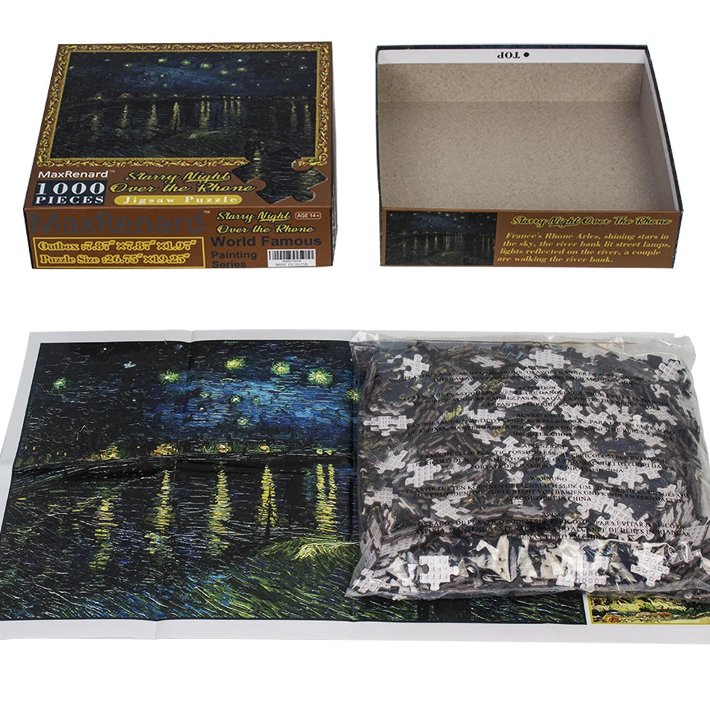 MaxRenard Jigsaw Puzzle 1000 Pieces Fine Art Van Gogh Starry Night Over The Rhone Environmentally Friendly Paper Christmas