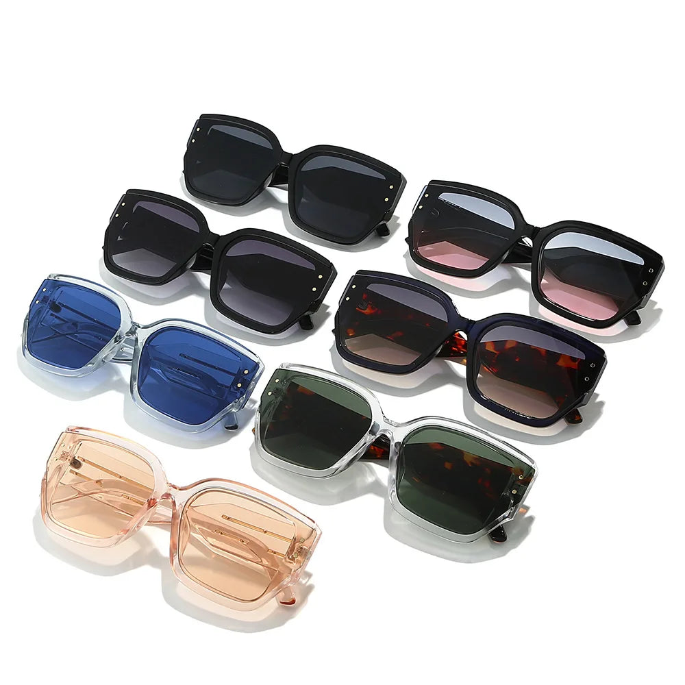 JNPCXI Vintage Square Women Gradient Sunglasses UV400 Fashion Transparent Blue Men Outdoor Sun Glasses