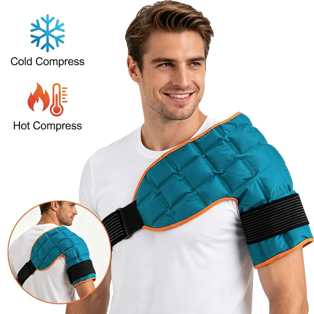 Shoulder Brace Belt Self-absorbing Water Reusable Ice Pack Shoulder Hot & Ice Compress Pad for Pain Relief Sports Injuries Care
