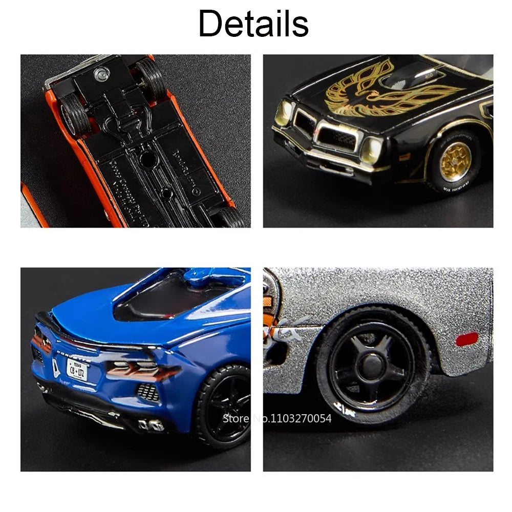 1:64 Alloy Sports Car Series Firebird JDM Daytona Stardust Corvette T1 Minivan GT500 Diecast Models Toys Boys Collecting Hobbies
