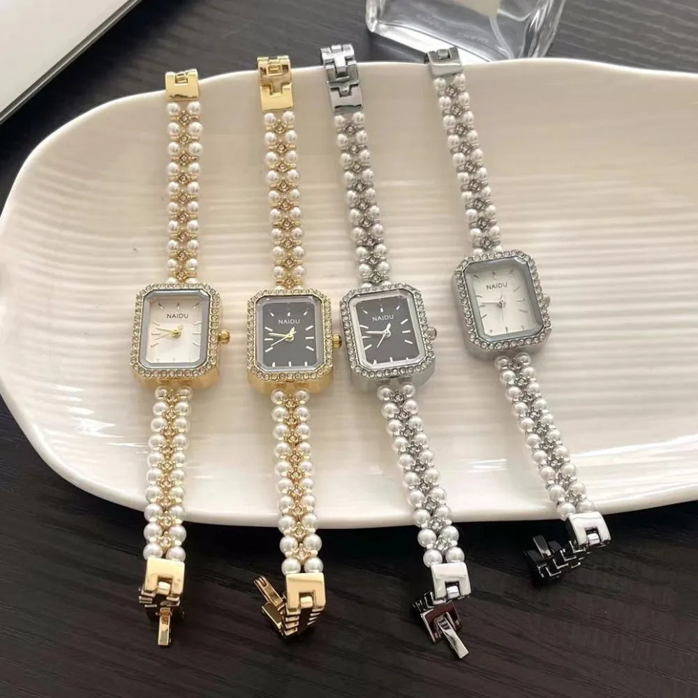 Luxury Women Watch Fashion Pearl Studded Bracelet Strap Quartz Wristwatches Ladies Gift Dropshipping Para Mujer Relogio Feminino
