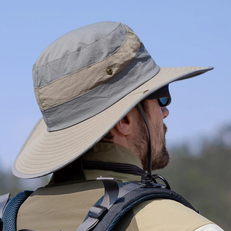 Xinbaoguan 100% Polyester 9233 New Spring/Summer Outdoor Sunshade Hat for Men and Women Mountaineering Big Eaf Fisherman Hat