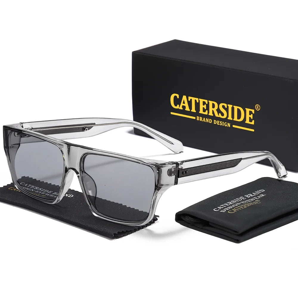 CATERSIDE Men Fashionable Sunglasses Thick Square Frames Personalized Design Outdoors Travel Versatile Essential Glasses UV400
