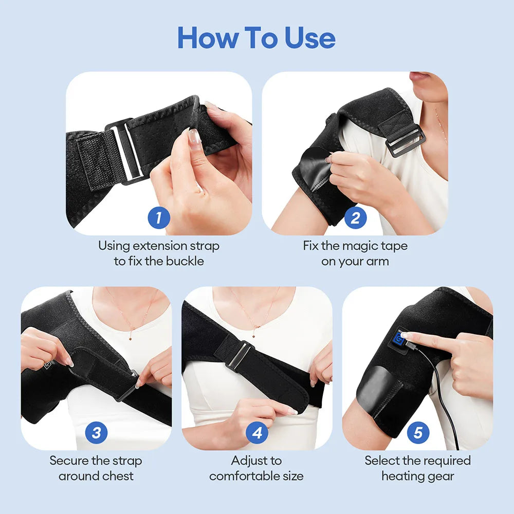 Smart Heated Massage Brace Shoulder 3 Gear Temperature Adjustment Heated Shoulder Pad Hot Compression Shoulder Heating Pad